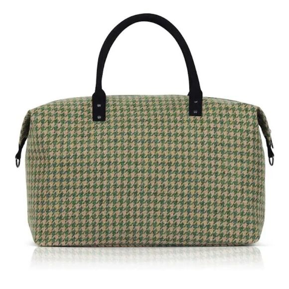 New Lulu Dharma Weekender Travel Crossbody Bag Green/Brown Houndstooth NWT - Picture 2 of 9